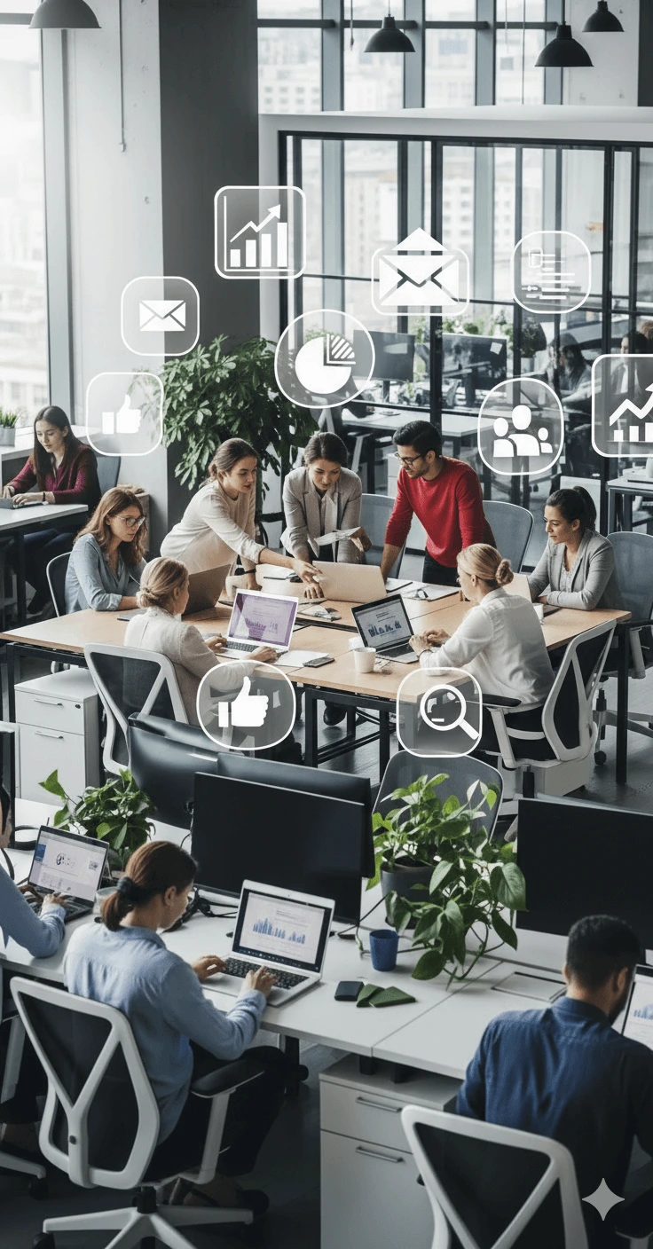 Apostle Infosoft offering smart marketing services with real results, complete solutions including SEO, digital marketing, social media, PPC, and content strategy.